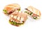 Three gourmet sandwiches