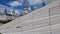 The Three Graces buildings at the Liverpool waterfront revealed behind the marble stairs to the Liverpool Museum at the Liverpool