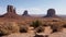 Three Great Buttes Of Red Sandstone Rock Formations In Monument Valley Usa