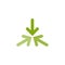 Three green arrows point to the center in circle. Triple Collide Arrows icon. Merge Directions icon. Vector