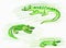 Three green crocodiles. Children`s drawing