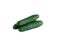 Three green cucumbers. White isolate