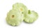 Three green pattypan squash isolated on white background, Clipping path and full depth of field