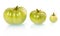 Three green tomatoes vegetables isolated