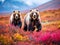 Three grizzly bears in tundra  Made With Generative AI illustration