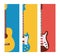 three guitars instruments musicals in colors backgrounds