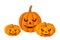Three Halloween pumpkins (Jack-O-Lanterns).