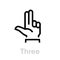 Three hand gesture icon. Editable line vector.