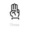 Three hand gesture icon. Editable line vector.