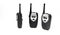 three handheld radio s walkie-talkies white background