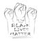 Three hands symbol for Anti Racism protest in USA to stop violence to black people. Fight for human right of Black