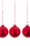 Three hanging Christmas balls at a white background