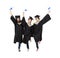 Three happy asian graduation student