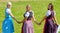 Three happy girls in Dirndl