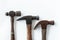 Three head vintage hammer on white background