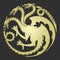 Three-headed gold dragon as emblem of the house Targaryen.