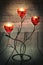 Three Heart Candles, Candelabra, and Brick Wall - Valentine`s Day, Romance, Love, Anniversary, flame