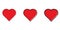 Three heart icon, vector red heart template symbol