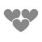 Three hearts, like gray icon. Love, feedback, friendship symbol.