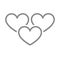 Three hearts, like line icon. Love, feedback, friendship symbol.