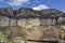 Three high top of Lakatnik rocks with receiver, monument and cross, Iskar river defile, Sofia province