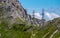 three high voltage post power poles high up in the mountains high voltage tower switzerland alps