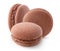 Three Ñhocolate macaroons isolated