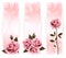 Three holiday banners with pink beautiful roses.