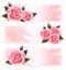 Three holiday banners with pink beautiful roses.