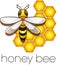 Three honeybees in a beehive