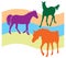 Three horses seamless pattern illustration