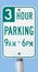 Three-hour parking sign