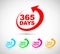 Three hundred and sixty five days a year icon set
