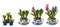 Three hyacinths in pots with buds. Process forcing hyacinths