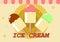 Three ice creams on a stick