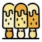 Three ice creams on stick icon color outline vector