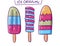 Three Ice lolly. Vector illustration set. Cartoon style.