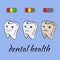 Three illustration of state health of teeth