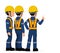 Three industrial worker have a meeting on white background