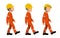 Three industrial workers are walking on white background