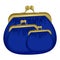 Three insulated blue purses. the icon with the purse.