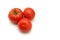 Three isolated tomatoes