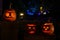 Three Jack-o`-Lanterns during halloween