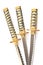 Three Japanese samurai katana swords