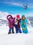Three kids together in ski resort