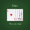 Three Of a Kind, on a dark green poker background. Poker combinations.Poker Hands. Gambling