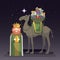 Three kings day with King Caspar, camel and gifts at night