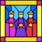 Three kings in stained glass