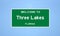 Three Lakes, Florida city limit sign. Town sign from the USA.