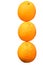Three large oranges lie in a row on a white background